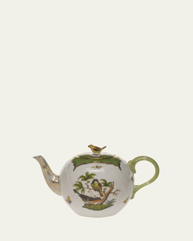Rothschild Bird Green Border Tea Pot with Bird